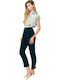 Damen Krepp Hose mit Gummiband Blau