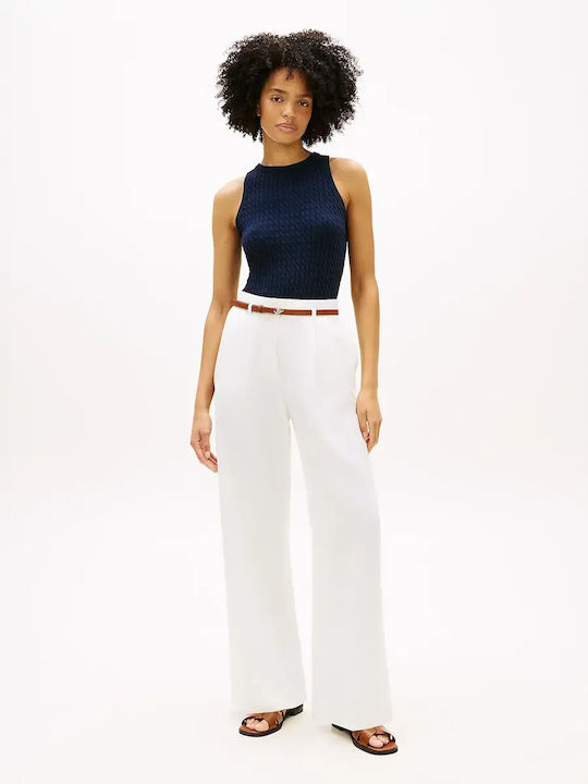 Tommy Hilfiger Women's Fabric Trousers Loose Fit White