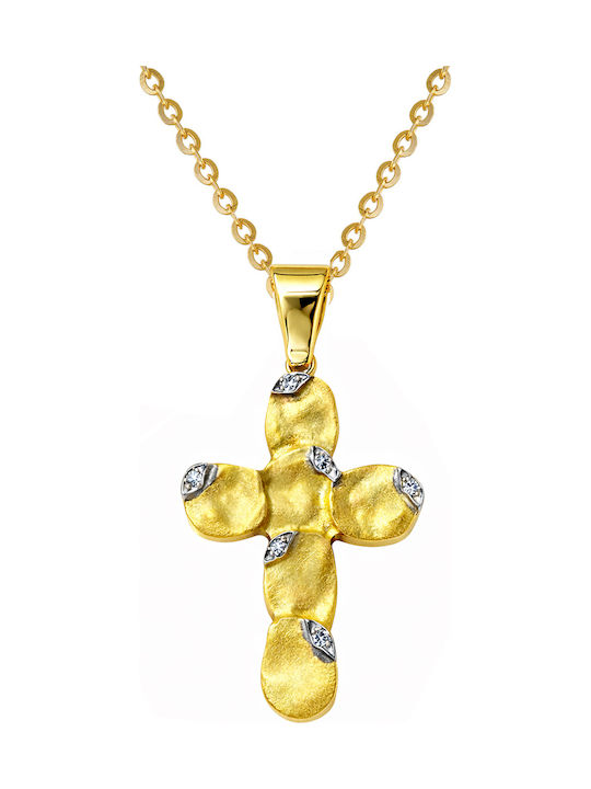 Kritsimis Women's Gold Byzantine Cross 18K with Chain