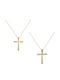 Polytimo Women's 14K Gold Double Sided Cross with Chain