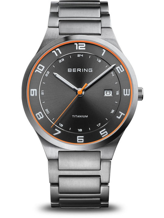 Bering Time Ανδρικό Ρολόι 39mm Μπαταρίας με Γκρι Μεταλλικό Μπρασελέ