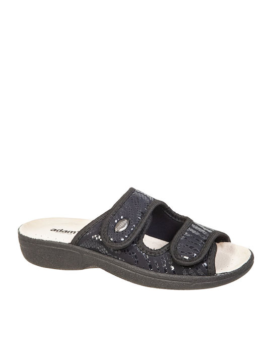 Leder Flache Sandalen für Damen Schwarz