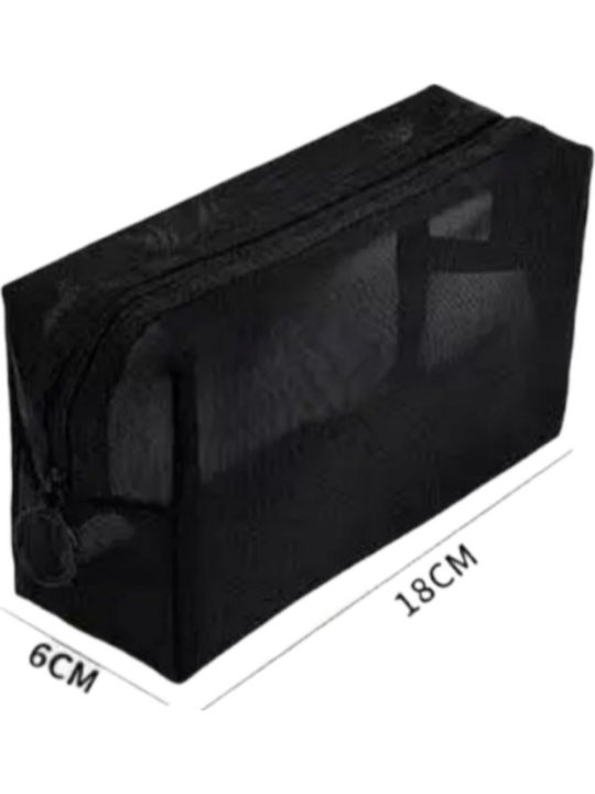 Neseser Transparent Plasă Negru Cu Fermoar Neseser Transparent Plasă Negru Cu Fermoar