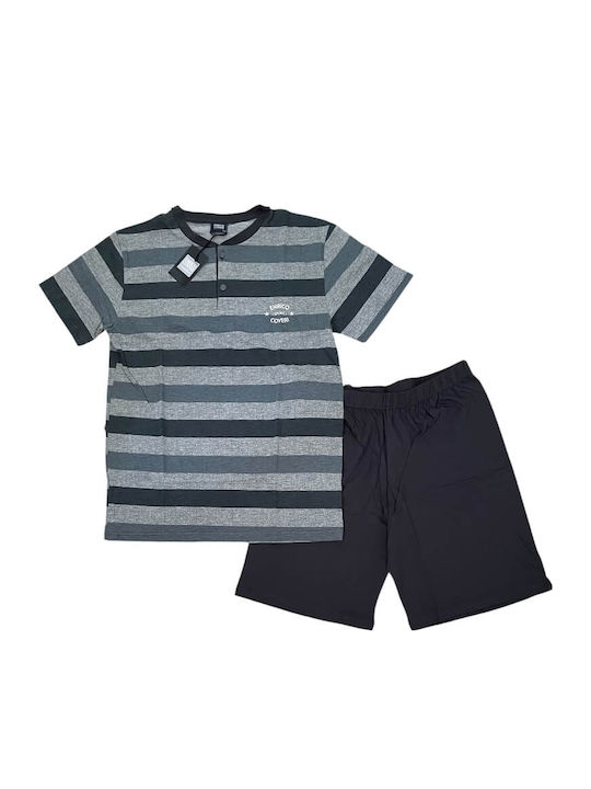 Enrico Coveri Sommer Herrenpyjama Bluse Grau
