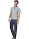 Enrico Coveri Sommer Herrenpyjama Hose Marineblau