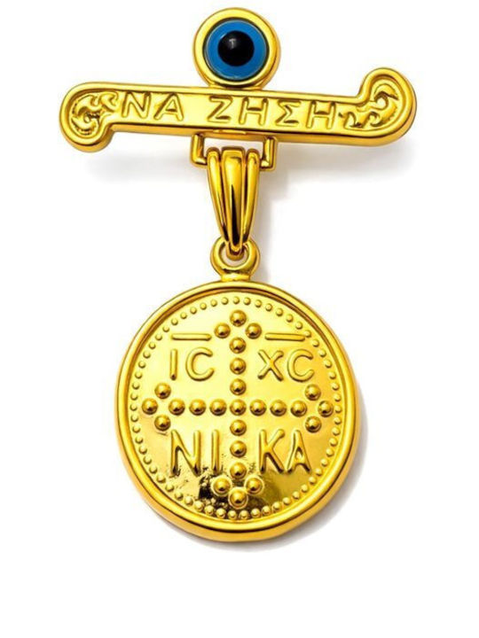 Paraxenies Children's Safety Pin Charm from Gilded Silver with Constantine Coin