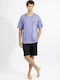 Harmony Sommer Herrenpyjama Baumwollene Blaue