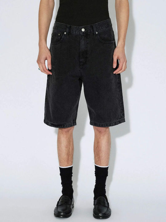 Pantaloni Scurți Bărbați Denim Uzat Negru