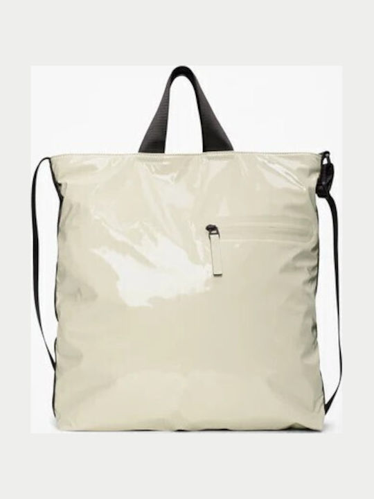 Rains Stoff Damen Handtasche Tote Handgelenk Beige