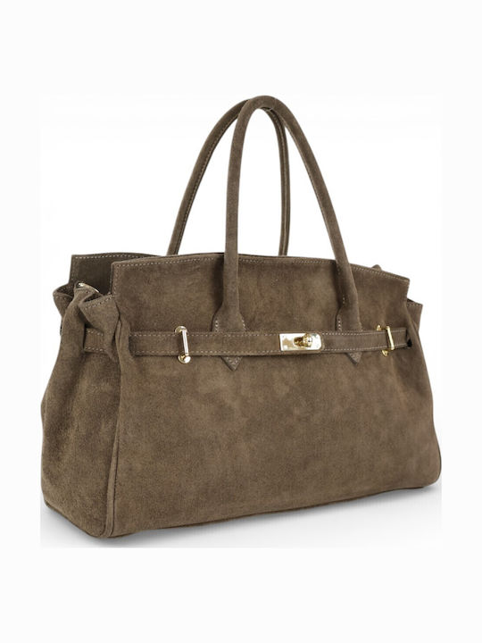 Δερμάτινη Γυναικεία Τσάντα Tote Χειρός Taupe
