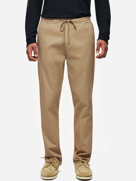 Pantaloni Elastici Croi Tapered Culoare Maro