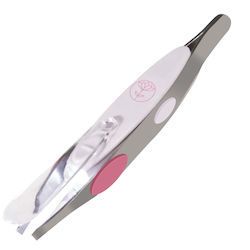 Cosmetic Club Led Tweezers In Stainless Steel Magnifying Glass Batteries Included Grey