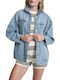 Damen Jean Jacken Hellblau