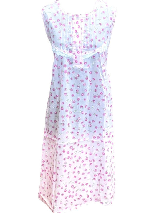 Nina Club Summer Cotton Women's Nightgown Pink Floral