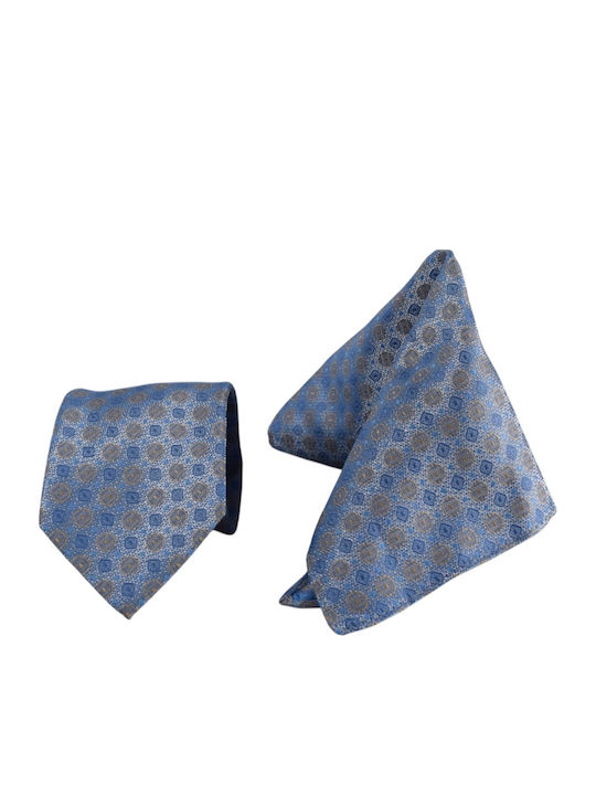 Men's Tie Handkerchief 6cm Nino Venturi A70 Light Blue