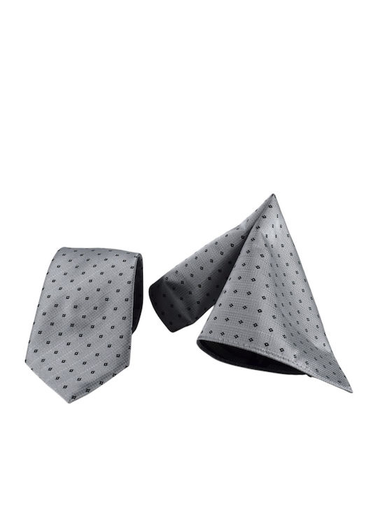 Men's Tie Handkerchief 6cm Nino Venturi A148 Gray