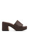 Mules With Chunky High Heel In Brown Colour
