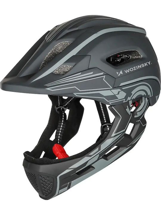 Wozinsky Kinderfahrrad- / Rollerhelm Vollgesicht für Stadtfahrrad Grau