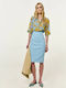 Pencil Midi Women's Skirt Light Blue