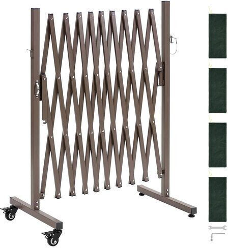 Expandable Security Gate Max Length 3.07 M 4 Wheels Height 103 Cm Brown