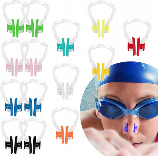 Set 14 Clipsuri Pentru Nas Înot Zola Formă Anatomică Silicon Plastic 10 Culori Diferite