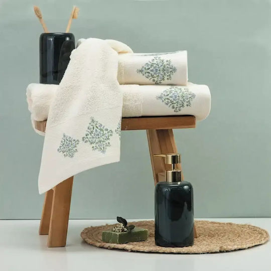 Borea Bath Towels Set 3 pcs Damask White