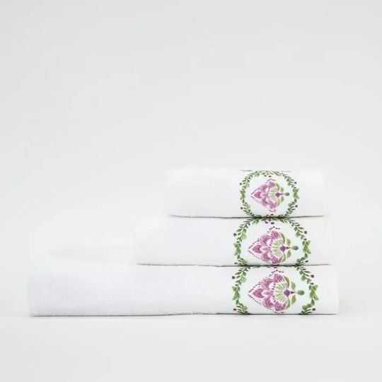 Borea Bath Towels Set of 3 pcs Lotus White
