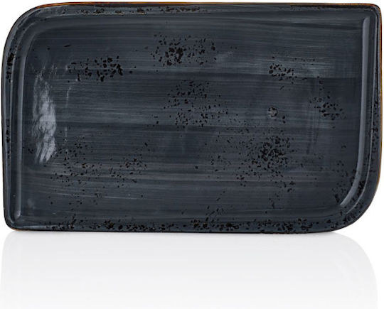 By Bone Rectangular Serving Platter Made of Black Porcelain