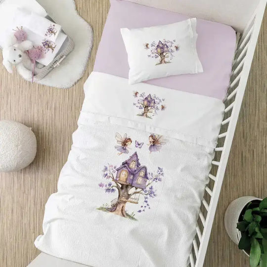 Borea Set Baby Sheets Crib Cotton Magic White 120x160cm