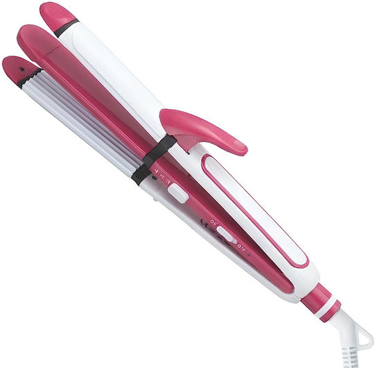Avizar Drei-in-Eins Haarglätter Locken Styling Funktionen Weiß Pink