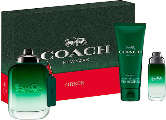 Coach Set Green Eau De Toilette Pentru Bărbați 100 Ml + Green Eau De Toilette Pentru Bărbați 15 Ml + Green Gel De Duș Pentru Corp Toate Tipurile De Piele 100 Ml
