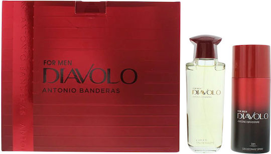 Antonio Banderas Set Diavolo Eau De Toilette Bărbați 100 Ml + Diavolo Deodorant Spray 24h Protecție Bărbați 150 Ml