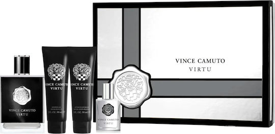 Vince Camuto Set Virtu Eau De Toilette Pentru Bărbați 100 Ml + Virtu Eau De Toilette Pentru Bărbați 15 Ml + Virtu Balsam Hidratant După Ras 90 Ml + Virtu Gel De Duș Pentru Corp 90 Ml