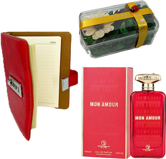 Travelhome Pachet Pentru Femei Agendă Din Piele Ecologică Cod Grandeur Elite Parfum Mon Amour 100ml Flori Uscate Parfumate