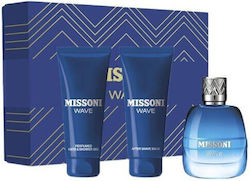 Missoni Wave Gift Set Men Edt 100 Ml + 100 Ml Shower Gel + 100 Ml Aftershave Balm
