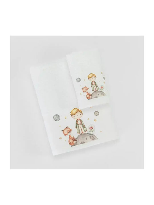 Borea Set of Baby Towels 2pcs Little Prince White 30x50cm