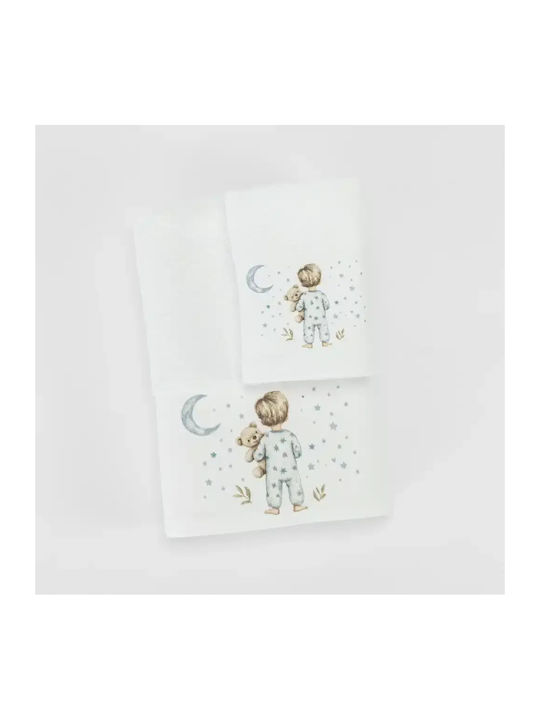 Borea Set of Baby Towels 2pcs Goodnight White-P...