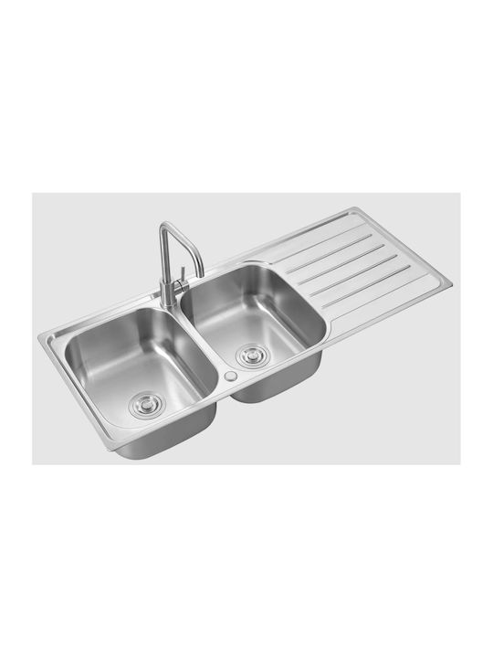 Hydra Chiuvetă De Bucătărie Drop-In Inox L120xL50cm Argintie