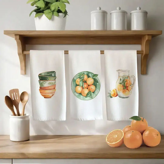 Borea Oranges Geschirrtuch in Weißer Farbe 50x70cm 3 Stück Borea Oranges Geschirrtuch in Weißer Farbe 50x70cm 3 Stück