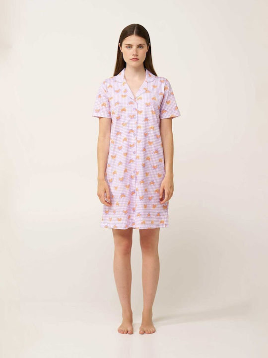 Vamp Summer Cotton Women's Nightgown Lilla Pastel