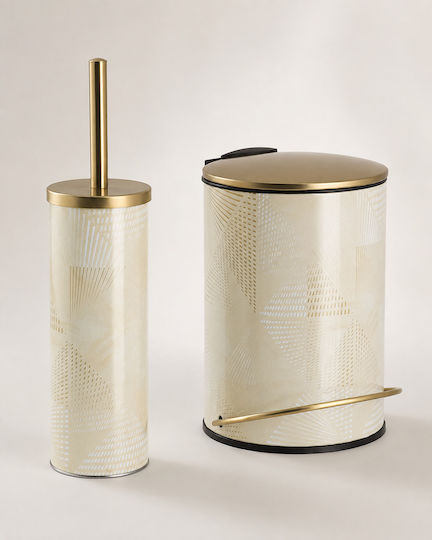 Eurocasa Metallisches Badezimmer Mülleimer und Bürsten Satz Soft Close 3lt Gold