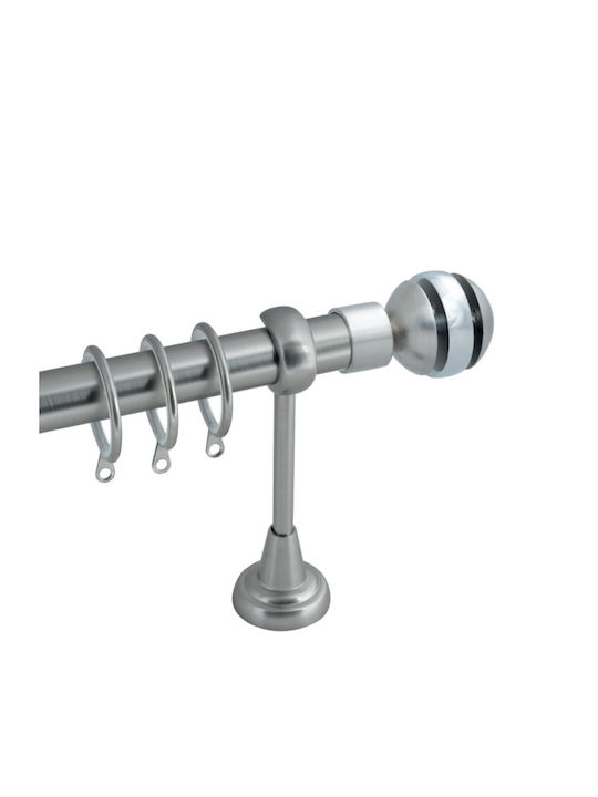 BetterHome Extendable Metallic Curtain Pole Single 140-250cm Silver
