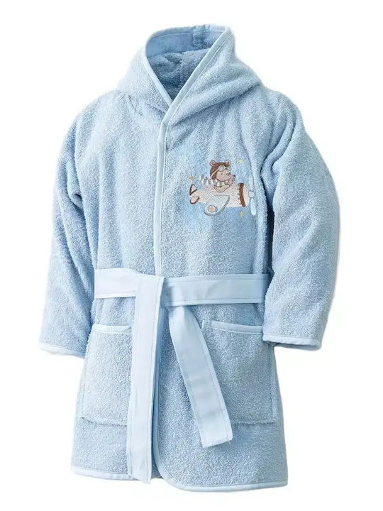 Borea Kids Bathrobe Pilot Light Blue Hooded