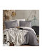 Clasy Home Set Huse Pentru Pilote 100% Bumbac 200x220cm Dublu Cu 4 Fete De Pernă & 1 Cearceaf Gri