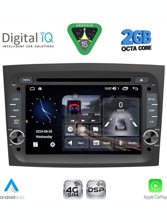 Digital IQ Car Audio System for Fiat Doblo 2015-2022 (Bluetooth/USB/WiFi/GPS/Apple CarPlay/Android Auto) with 7" Touch Screen