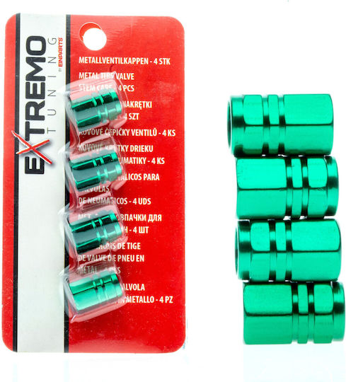 Extremo Tuning Valve Caps 4 Pieces Green Schrader Seal