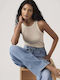 Essential Women's Cotton Sleeveless Gray Blouse