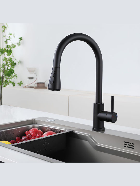Kitchen Faucet Counter with Shower Black