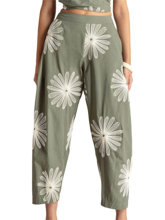 Moutaki Γυναικείο Υφασμάτινο Παντελόνι Χακί Moutaki Γυναικείο Υφασμάτινο Παντελόνι Χακί