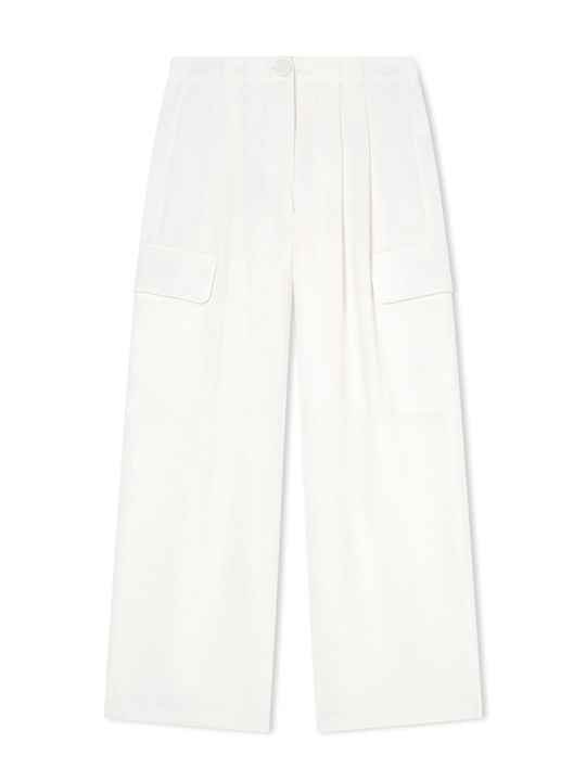 Armani Exchange Damen Hosen Hochbund Stoff Fracht Regular Fit Ecru Armani Exchange Damen Hosen Hochbund Stoff Fracht Regular Fit Ecru